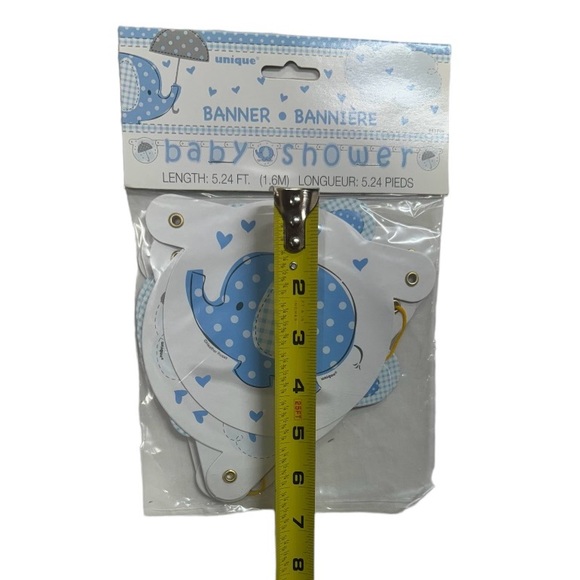 Baby shower banner blue colored with elephant brand new in package never used! - Picture 2 of 5